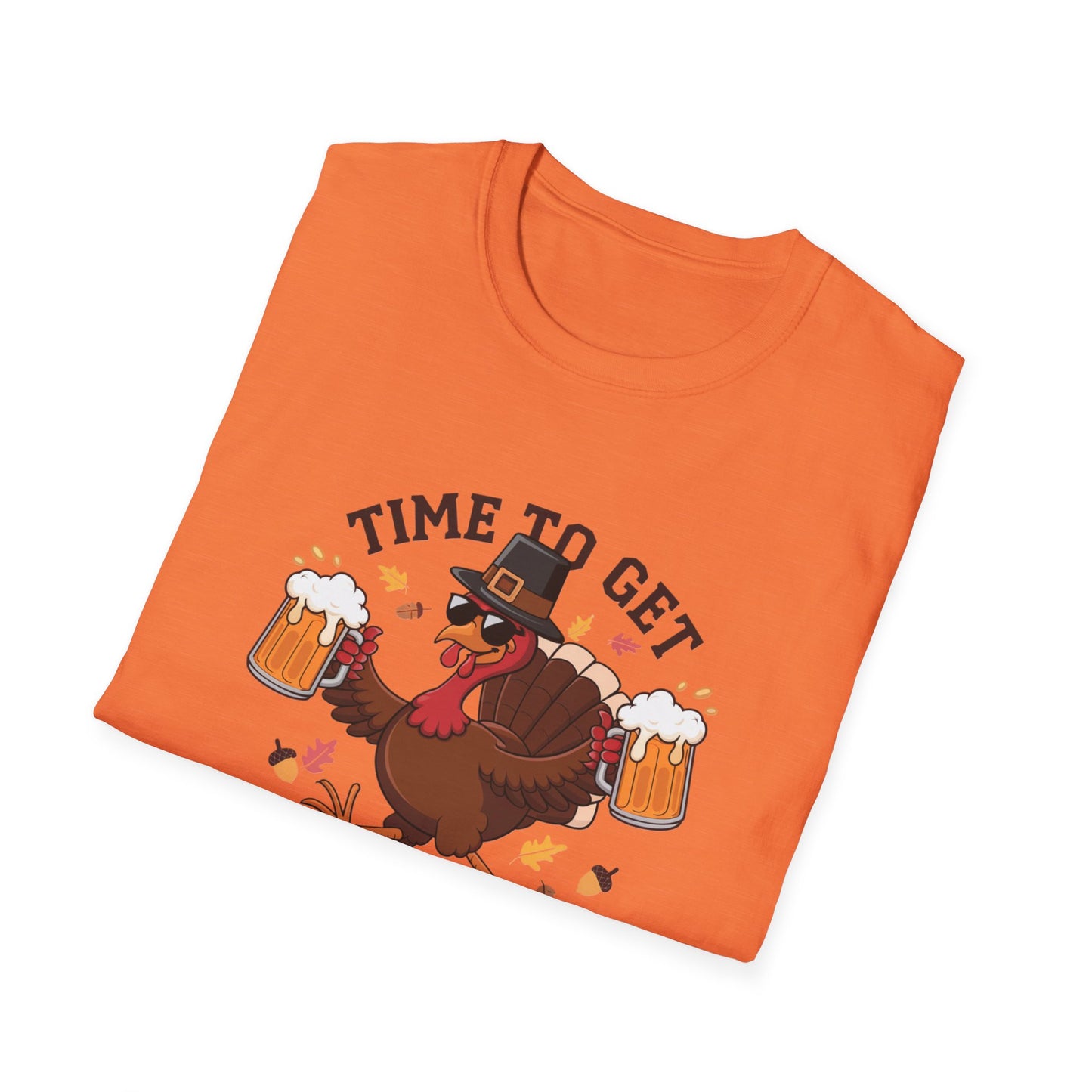 Funny Thanksgiving T-Shirt - 'Time to Get Basted' Unisex Softstyle Tee
