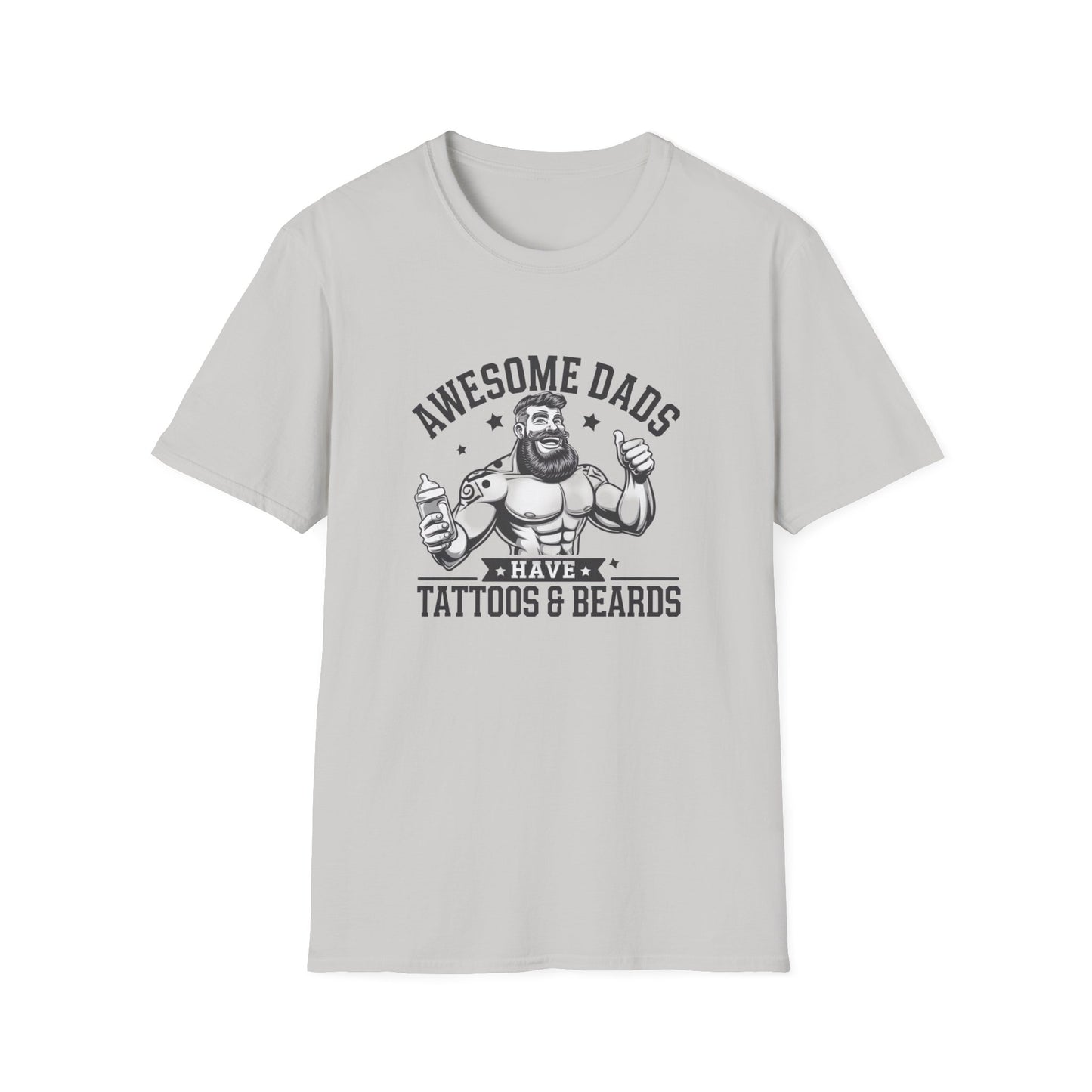 Awesome Dads Tattoo & Beard T-Shirt | Unisex Softstyle Tee Fathers Day Gift