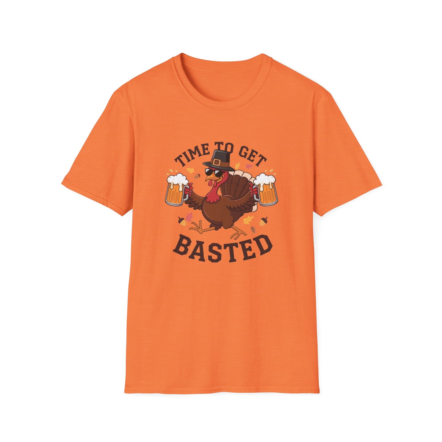 Funny Thanksgiving T-Shirt - 'Time to Get Basted' Unisex Softstyle Tee