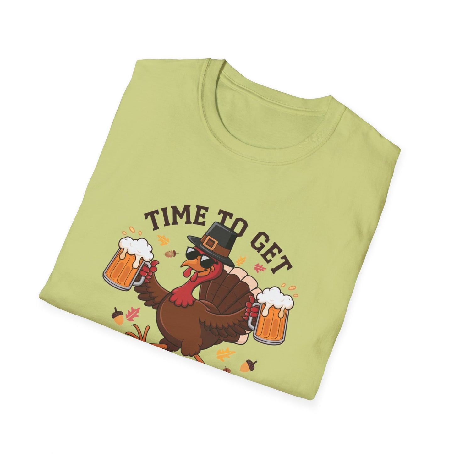 Funny Thanksgiving T-Shirt - 'Time to Get Basted' Unisex Softstyle Tee