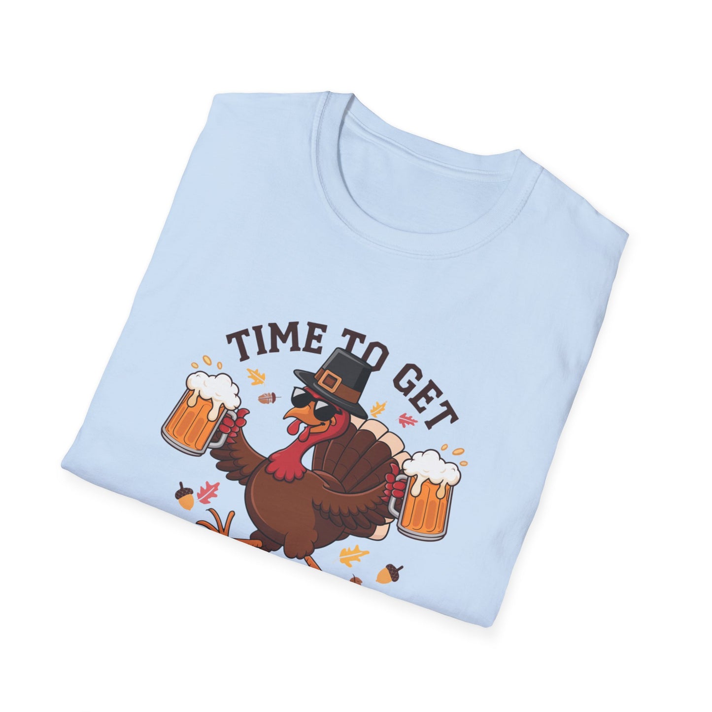 Funny Thanksgiving T-Shirt - 'Time to Get Basted' Unisex Softstyle Tee