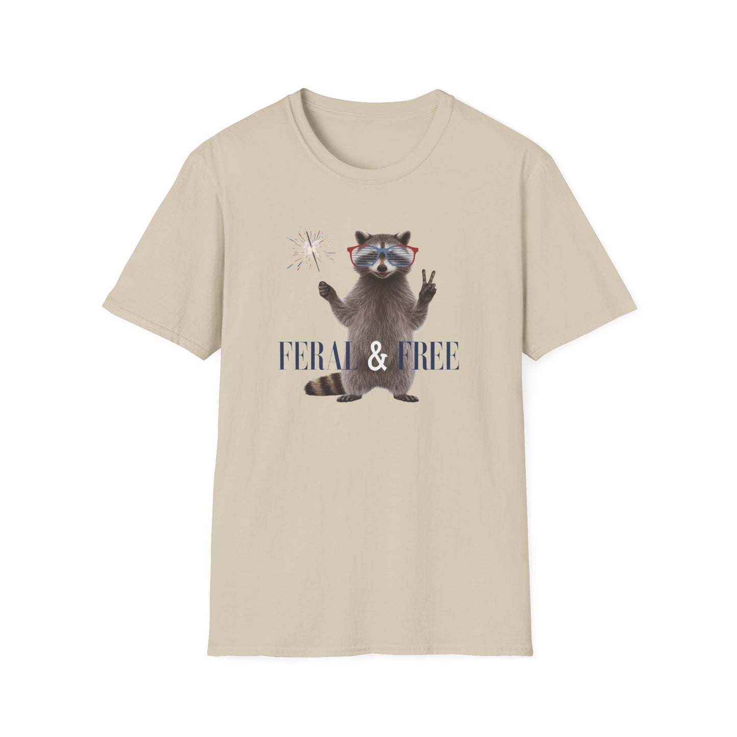 Feral & Free Raccoon Unisex Softstyle T-Shirt - Fun & Quirky Graphic Tee