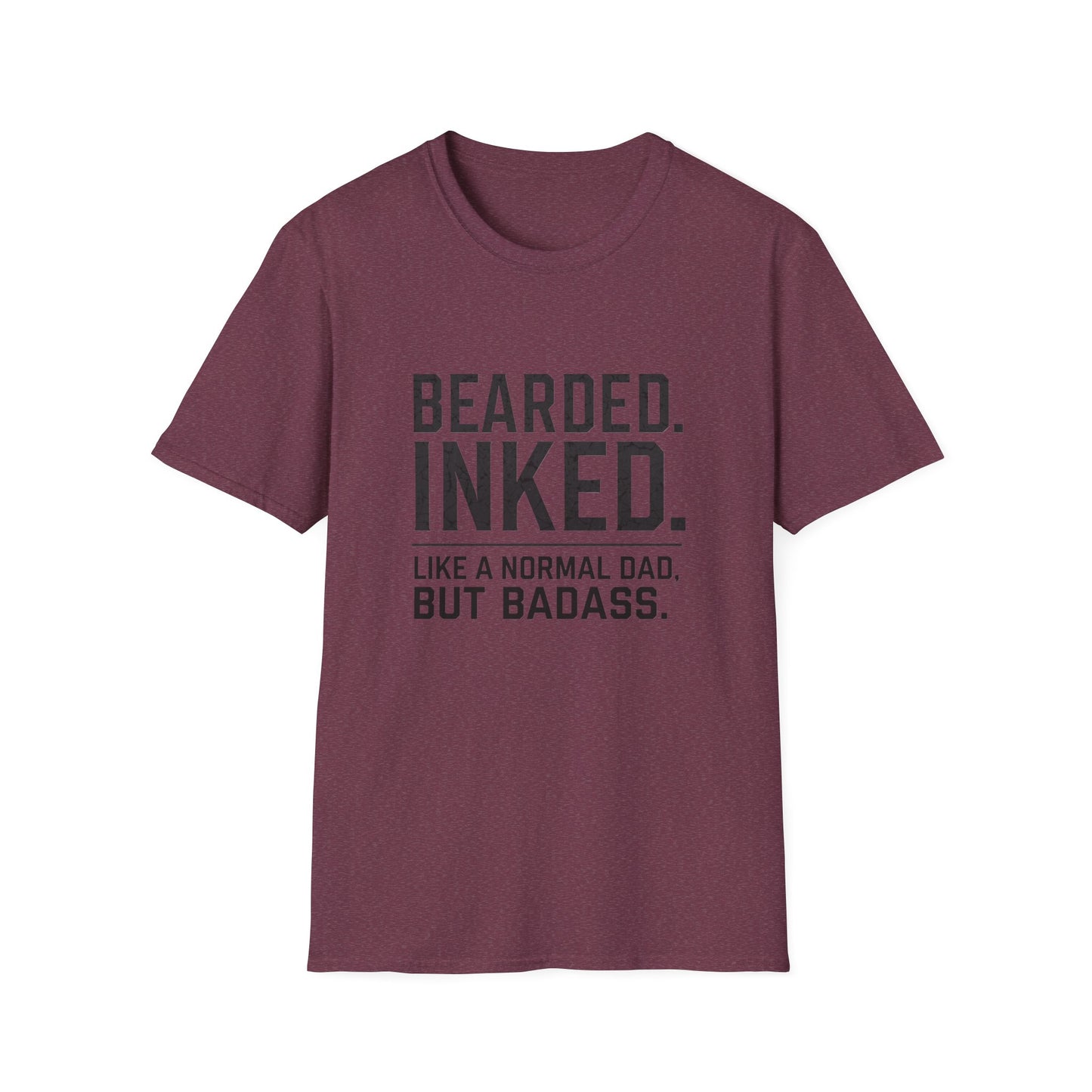 Bearded Dad T-Shirt, Funny Gift for Father's Day, Unisex Softstyle Tee, Casual Wear, Inked Dad Apparel, Perfect for Dads