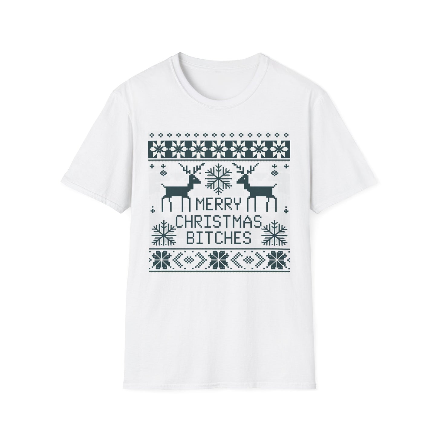 Merry Christmas Bitches Unisex Softstyle T-Shirt, Holiday Graphic Tee, Festive Apparel, Unique Gift for Him/Her, Christmas Party Wear