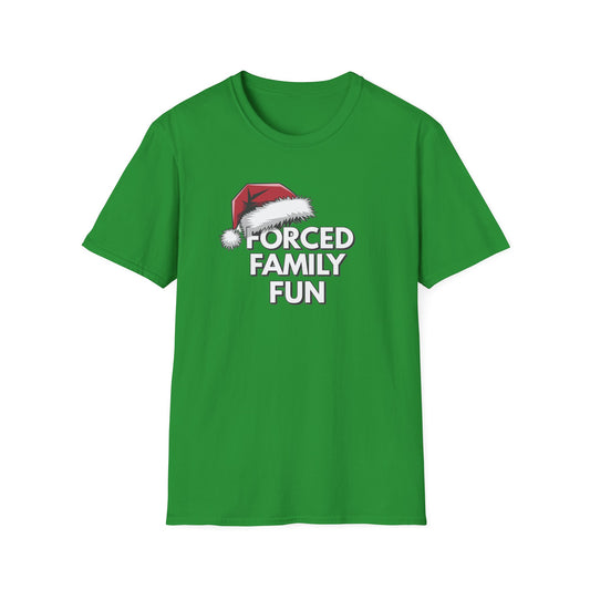 Forced Family Fun T-Shirt | Unisex Holiday Tee, Christmas Gift, Family Reunion Wear, Funny Christmas Shirt, Softstyle Tee