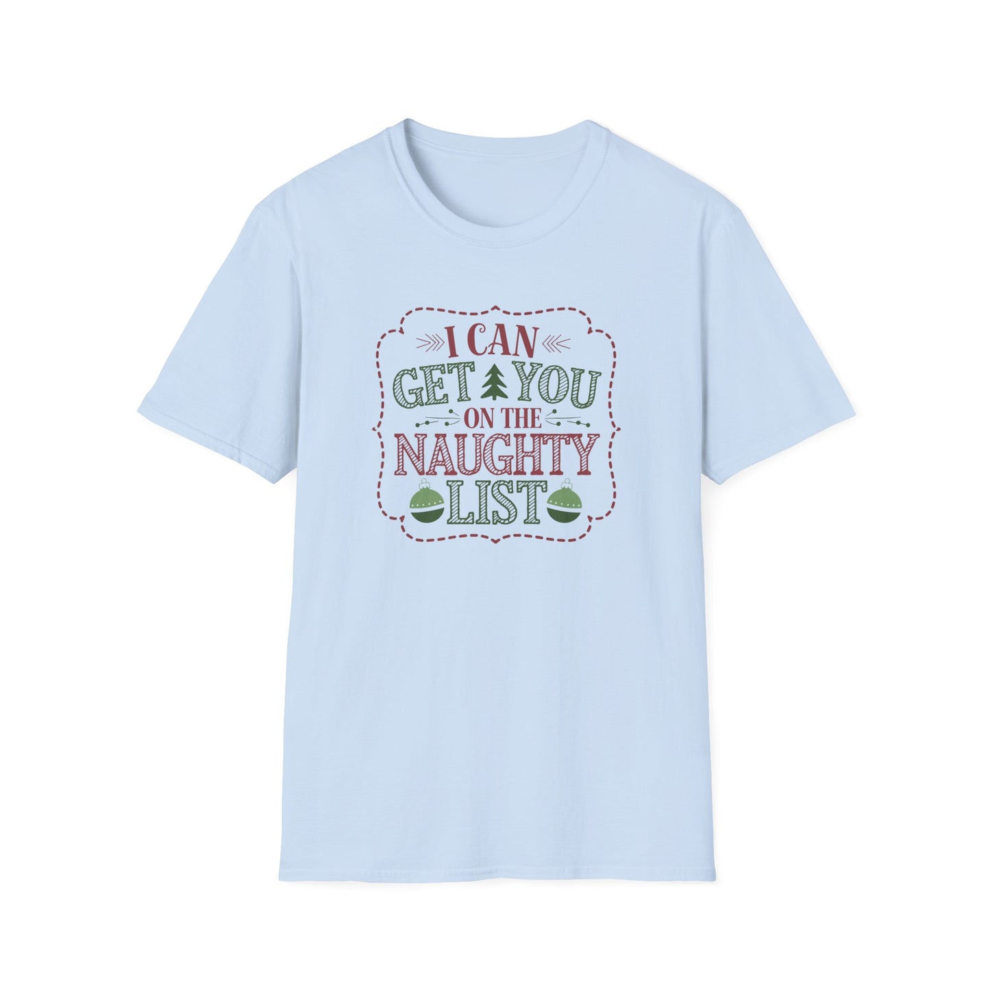 Naughty List T-Shirt | Christmas Gift, Holiday Apparel, Funny Tee, Unisex Softstyle T-Shirt, Festive Attire