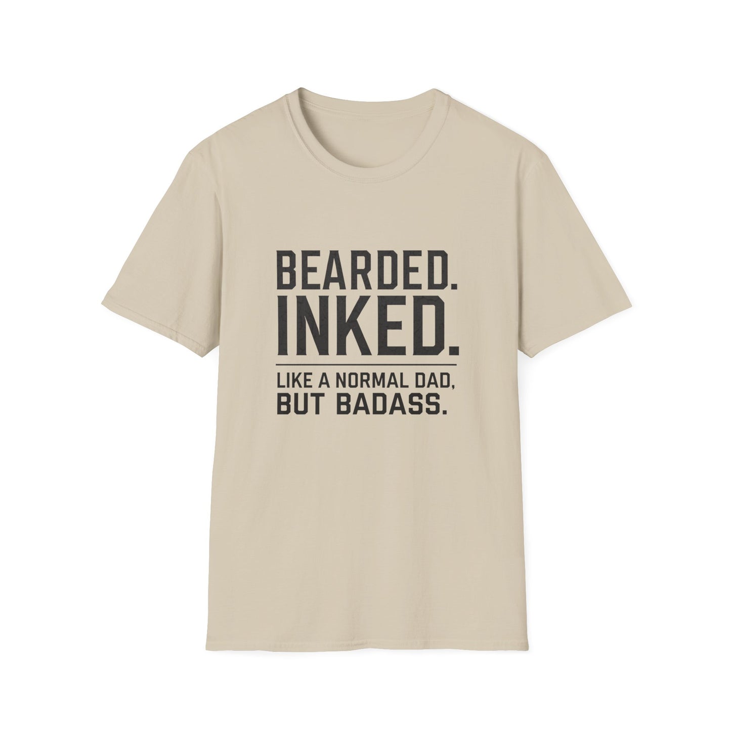 Bearded Dad T-Shirt, Funny Gift for Father's Day, Unisex Softstyle Tee, Casual Wear, Inked Dad Apparel, Perfect for Dads