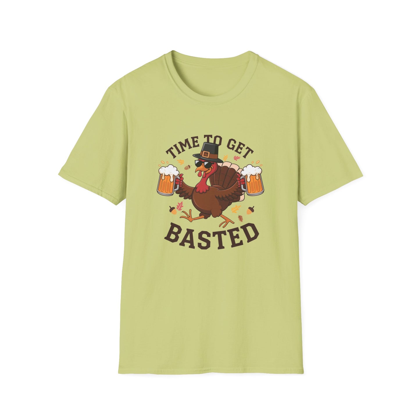 Funny Thanksgiving T-Shirt - 'Time to Get Basted' Unisex Softstyle Tee