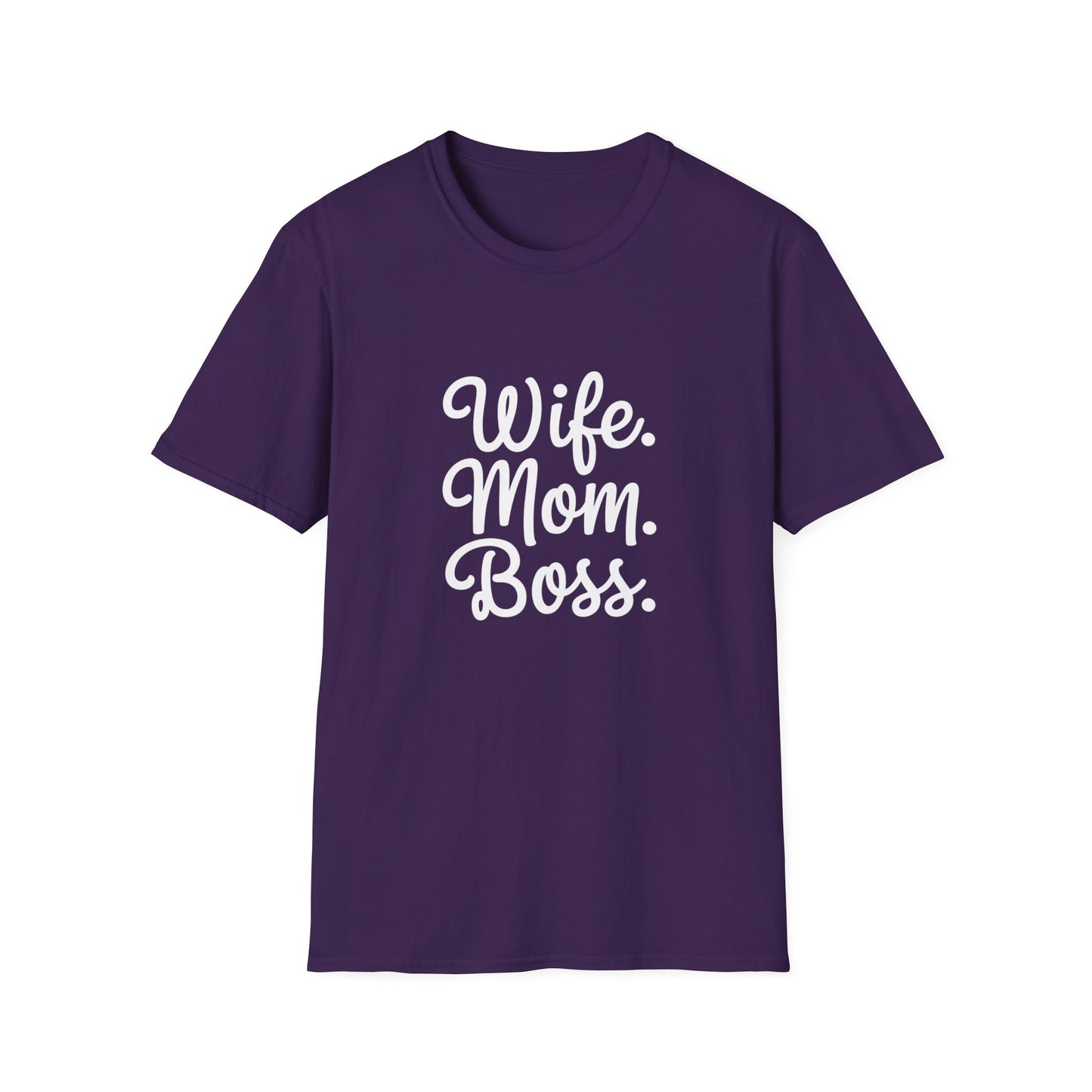 Wife Mom Boss T-Shirt | Unisex Softstyle Tee for Empowered Moms | Gift for Mother's Day, Birthday, Casual Wear, Everyday Life
