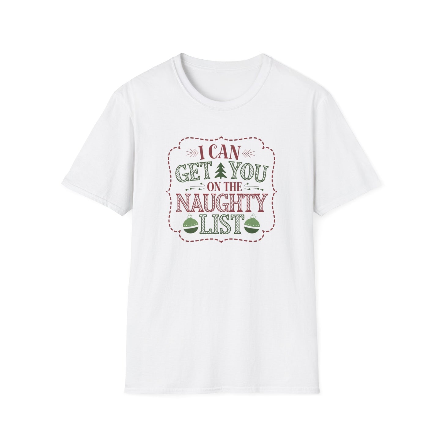 Naughty List T-Shirt | Christmas Gift, Holiday Apparel, Funny Tee, Unisex Softstyle T-Shirt, Festive Attire