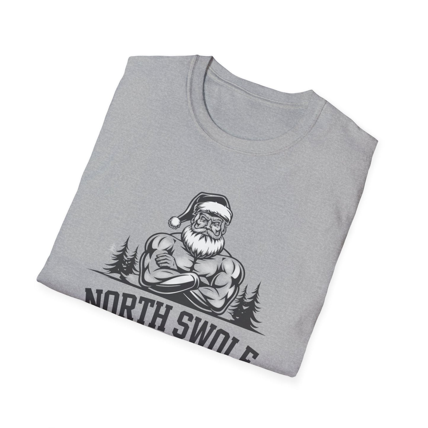 North Swole Santa T-Shirt, Funny Christmas Tee, Gym Gifts for Him, Unisex Holiday Apparel, Fitness Lover's Gift