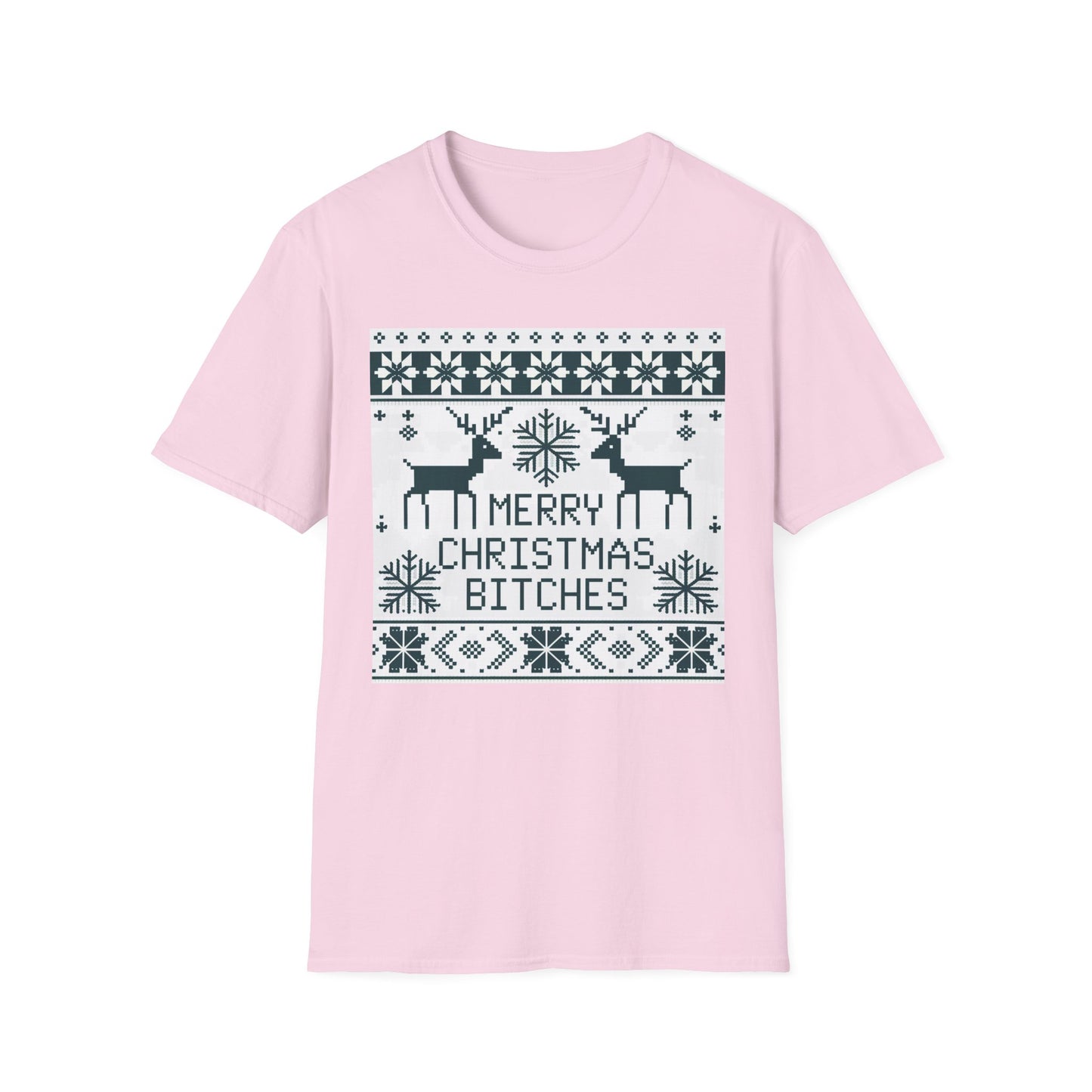 Merry Christmas Bitches Unisex Softstyle T-Shirt, Holiday Graphic Tee, Festive Apparel, Unique Gift for Him/Her, Christmas Party Wear