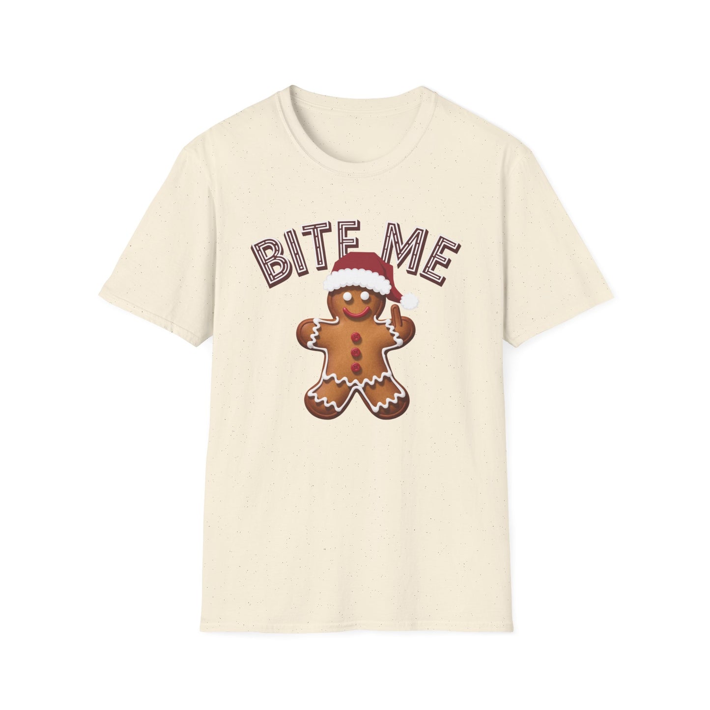 Funny Holiday T-Shirt, Christmas Tee, Gingerbread Design, Bite Me Graphic, Cute Gift for Friends, Family Christmas Party