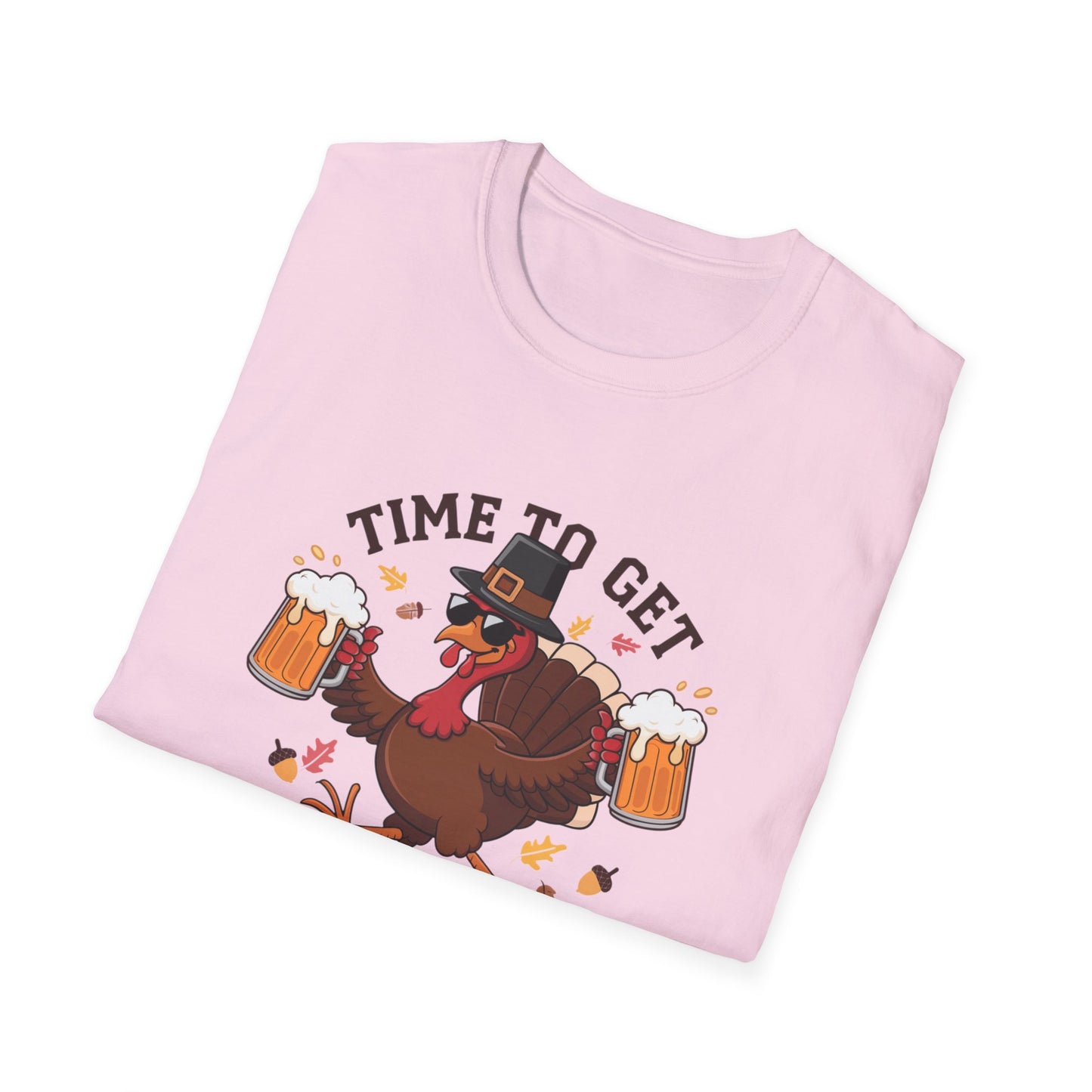 Funny Thanksgiving T-Shirt - 'Time to Get Basted' Unisex Softstyle Tee