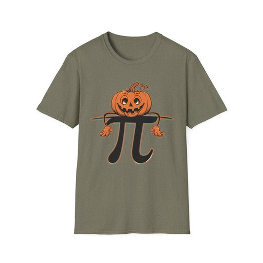 Funny Pumpkin Pi Unisex Softstyle T-Shirt - Halloween Tee, Math Lover Shirt, Fall Apparel, Seasonal Gift, Casual Outfit