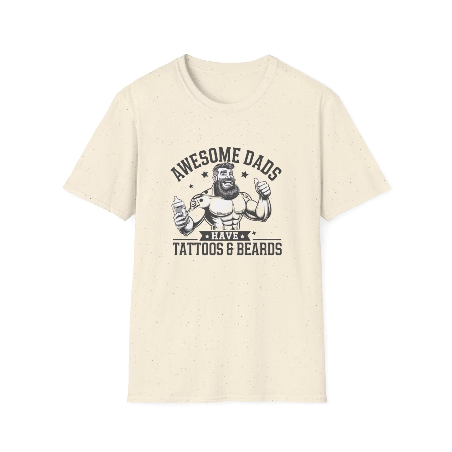 Awesome Dads Tattoo & Beard T-Shirt | Unisex Softstyle Tee Fathers Day Gift