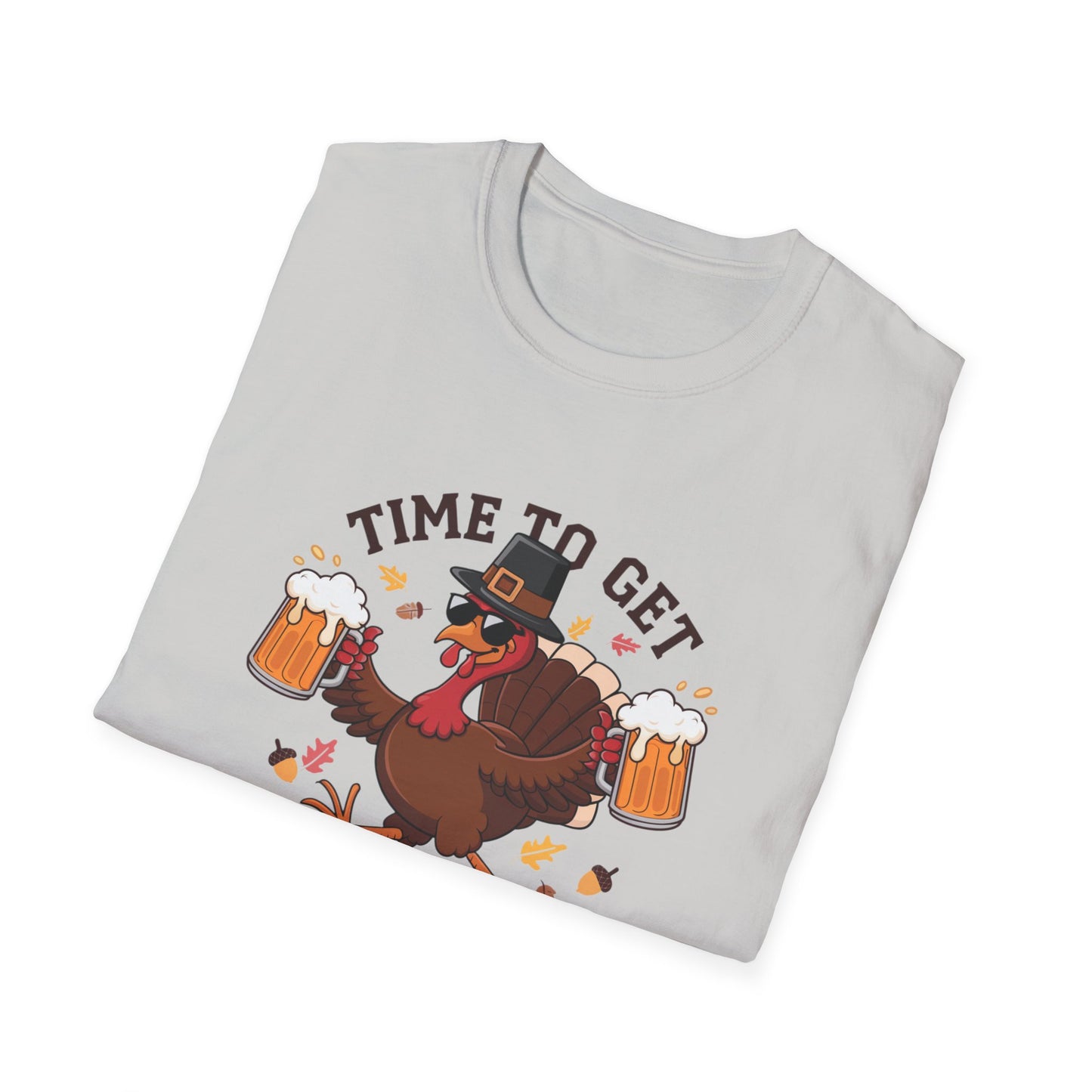 Funny Thanksgiving T-Shirt - 'Time to Get Basted' Unisex Softstyle Tee