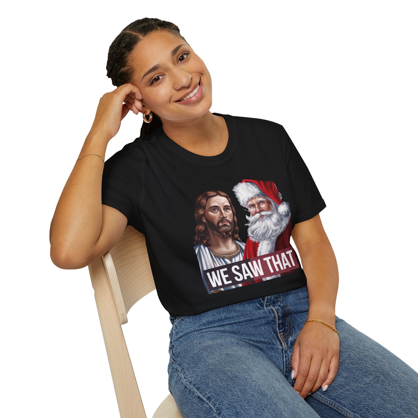 Humorous Holiday Tee - We Saw That, Funny Christmas T-Shirt, Unisex Softstyle Shirt, Gift for Him/Her, Xmas Celebration Apparel