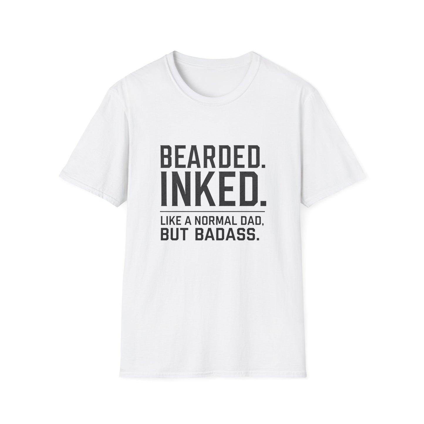 Bearded Dad T-Shirt, Funny Gift for Father's Day, Unisex Softstyle Tee, Casual Wear, Inked Dad Apparel, Perfect for Dads
