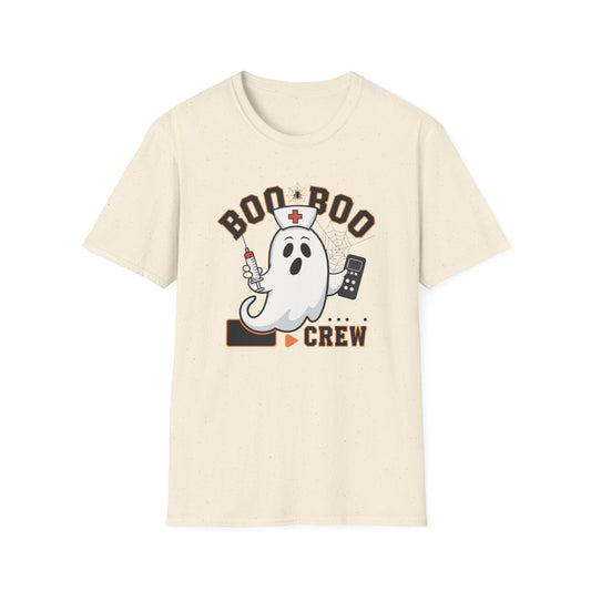 Boo Boo Crew T-Shirt, Softstyle Tee for Halloween, Ghost Nurse Shirt, Fun Family Costume Top, Spooky Comedy Dress-Up