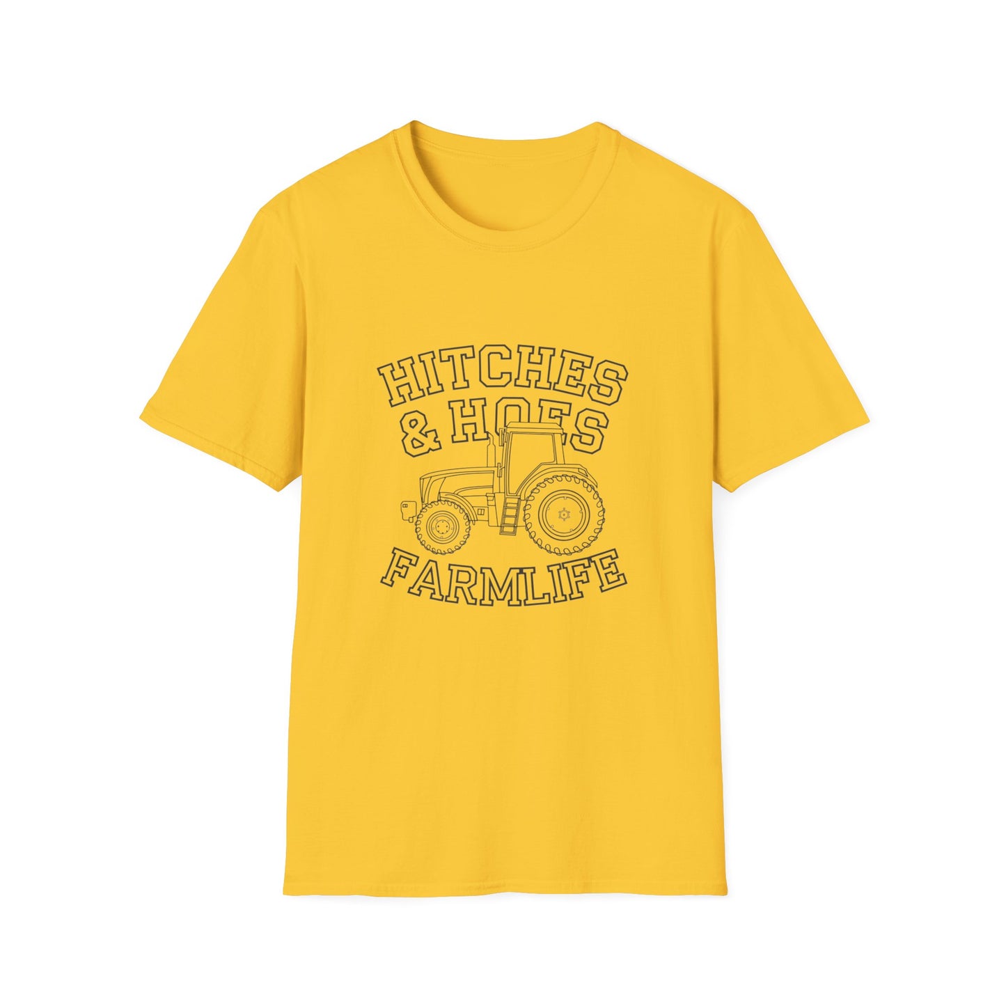 Hitches & Hoes Farm Life T-Shirt - Unisex Softstyle Tee for Farmers