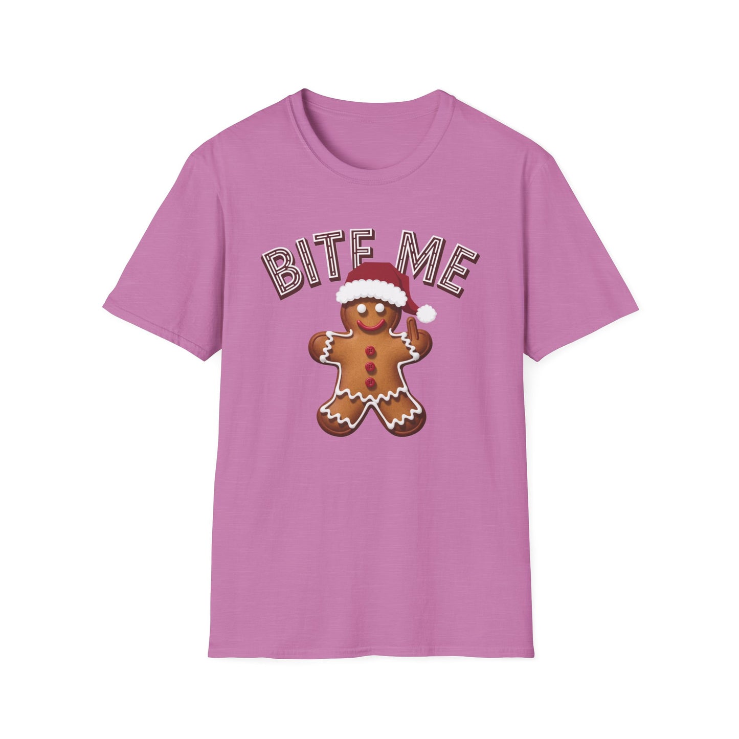 Funny Holiday T-Shirt, Christmas Tee, Gingerbread Design, Bite Me Graphic, Cute Gift for Friends, Family Christmas Party
