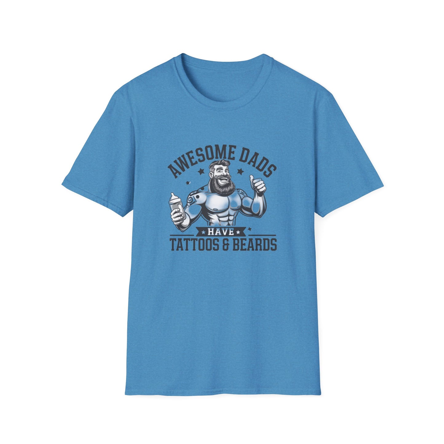 Awesome Dads Tattoo & Beard T-Shirt | Unisex Softstyle Tee Fathers Day Gift