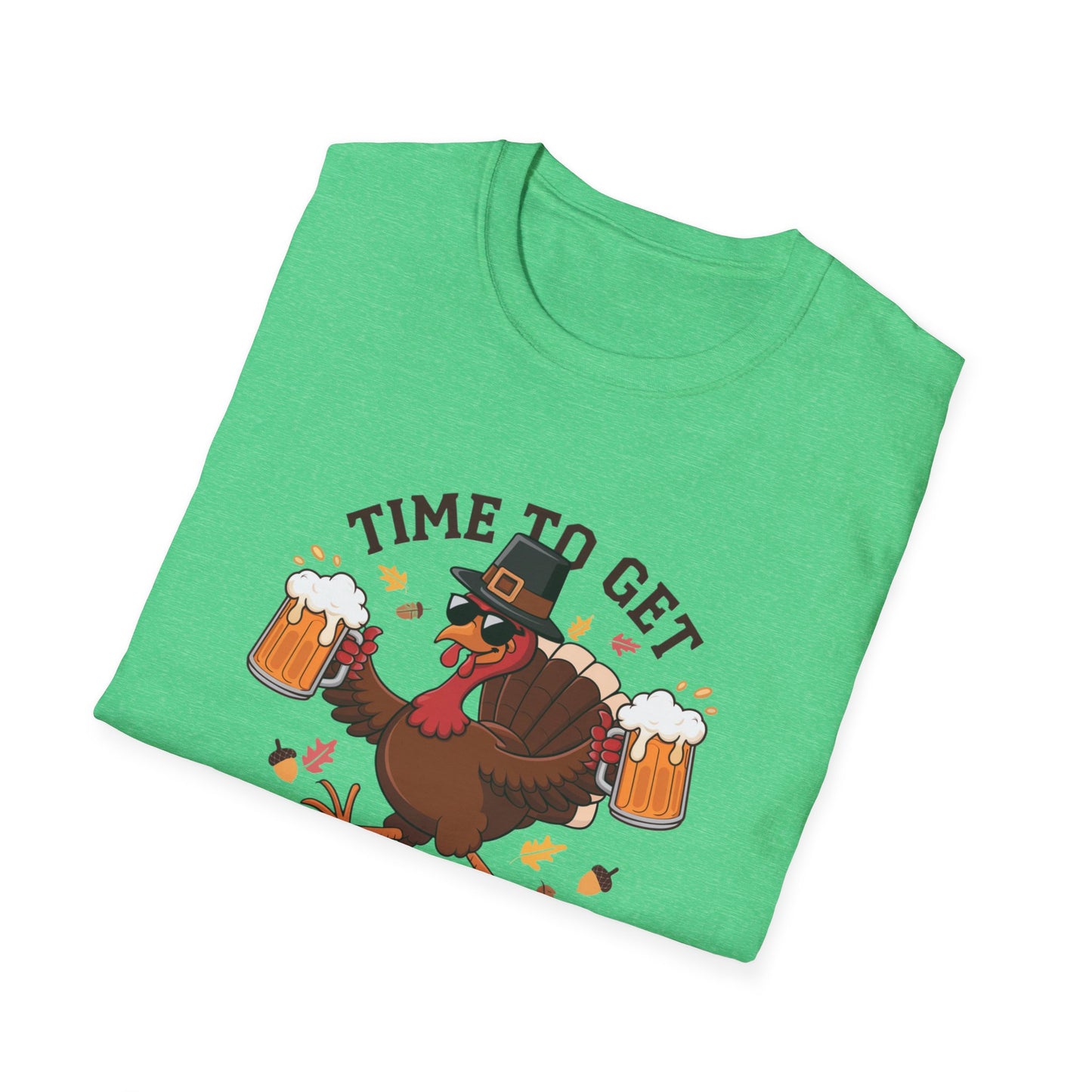 Funny Thanksgiving T-Shirt - 'Time to Get Basted' Unisex Softstyle Tee