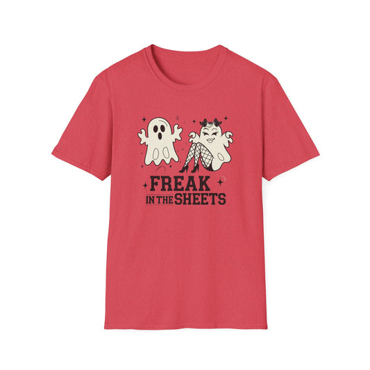 Freak in the Sheets Unisex T-Shirt, Funny Halloween Tee, Ghost & Witch Graphic Shirt, Spooky Season Apparel, Gift for Her