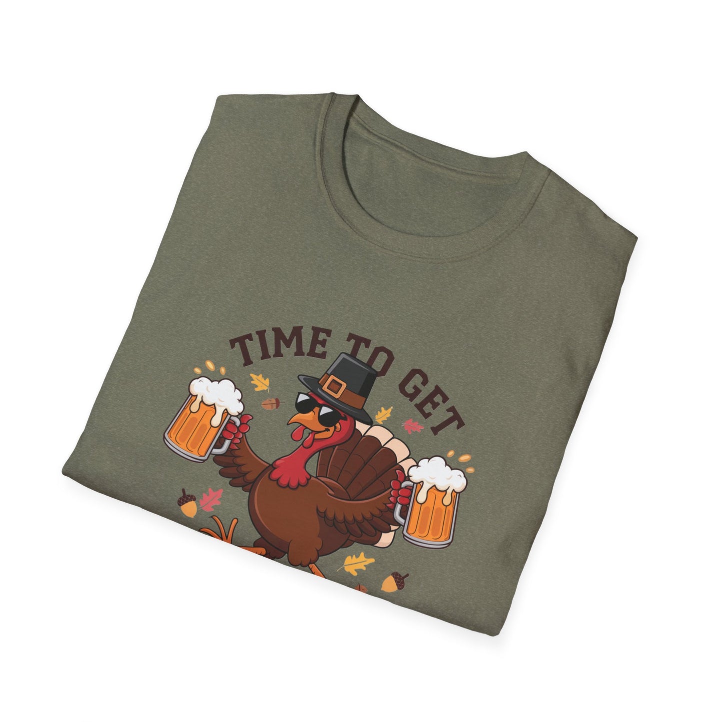 Funny Thanksgiving T-Shirt - 'Time to Get Basted' Unisex Softstyle Tee