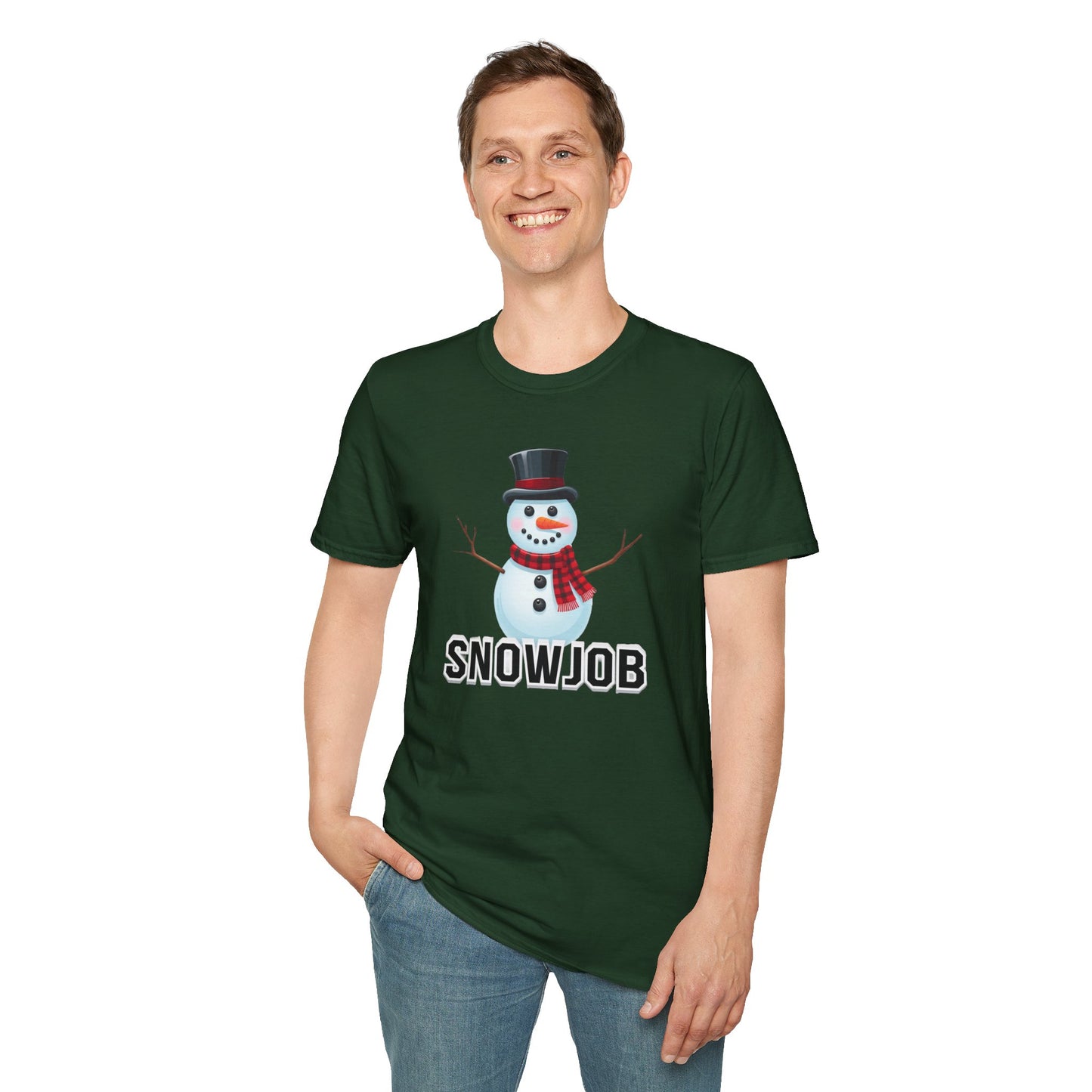 Funny Holiday Unisex T-Shirt, Winter Humor Tee, Christmas Gift, Snowman Design, Snowjob Shirt, Seasonal Apparel