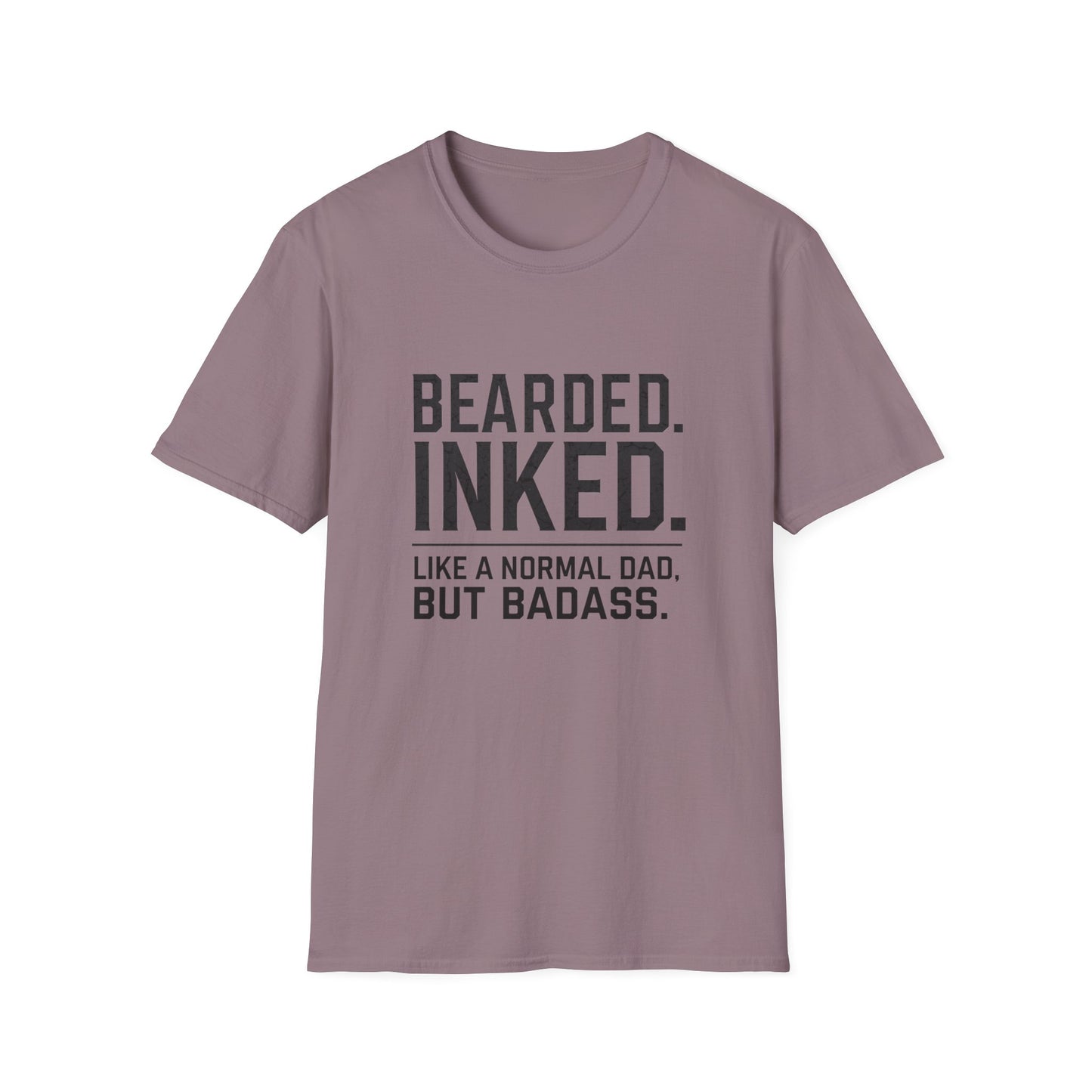 Bearded Dad T-Shirt, Funny Gift for Father's Day, Unisex Softstyle Tee, Casual Wear, Inked Dad Apparel, Perfect for Dads