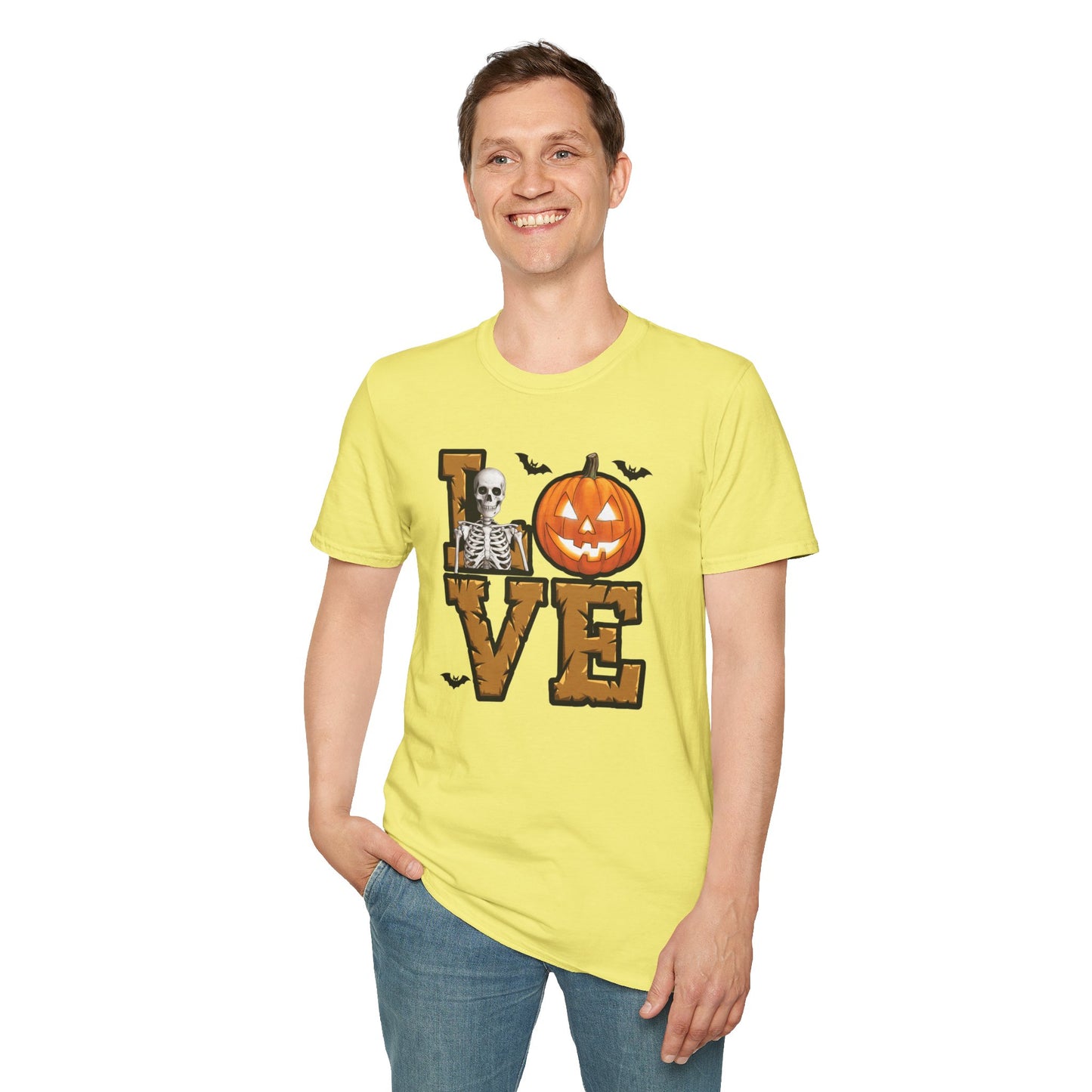 Halloween Skeleton Love T-Shirt, Spooky Graphic Tee, Unisex Fall Apparel, Halloween Costume, Trick or Treat Shirt