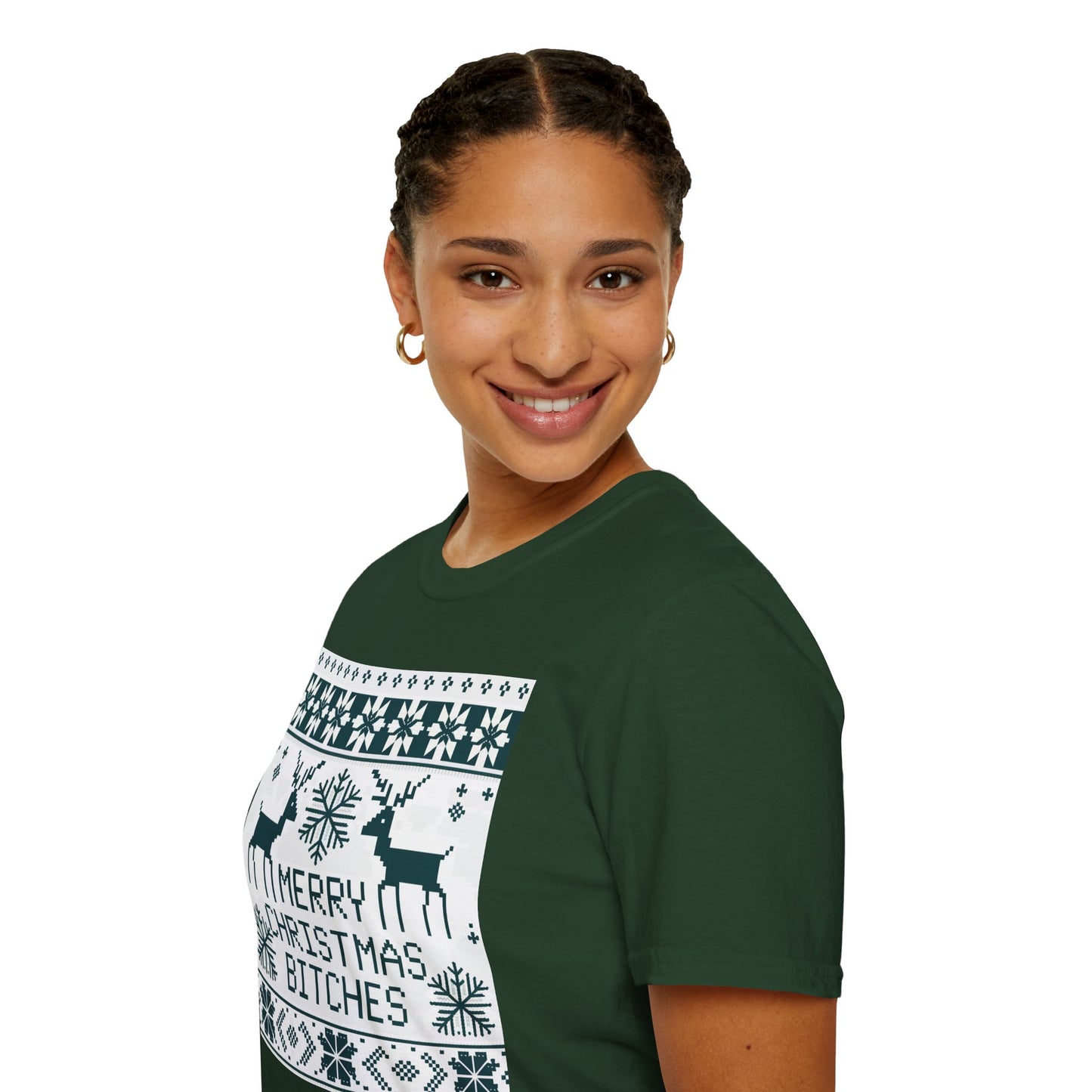 Merry Christmas Bitches Unisex Softstyle T-Shirt, Holiday Graphic Tee, Festive Apparel, Unique Gift for Him/Her, Christmas Party Wear