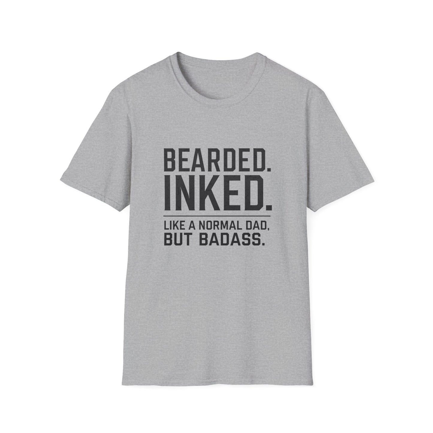Bearded Dad T-Shirt, Funny Gift for Father's Day, Unisex Softstyle Tee, Casual Wear, Inked Dad Apparel, Perfect for Dads
