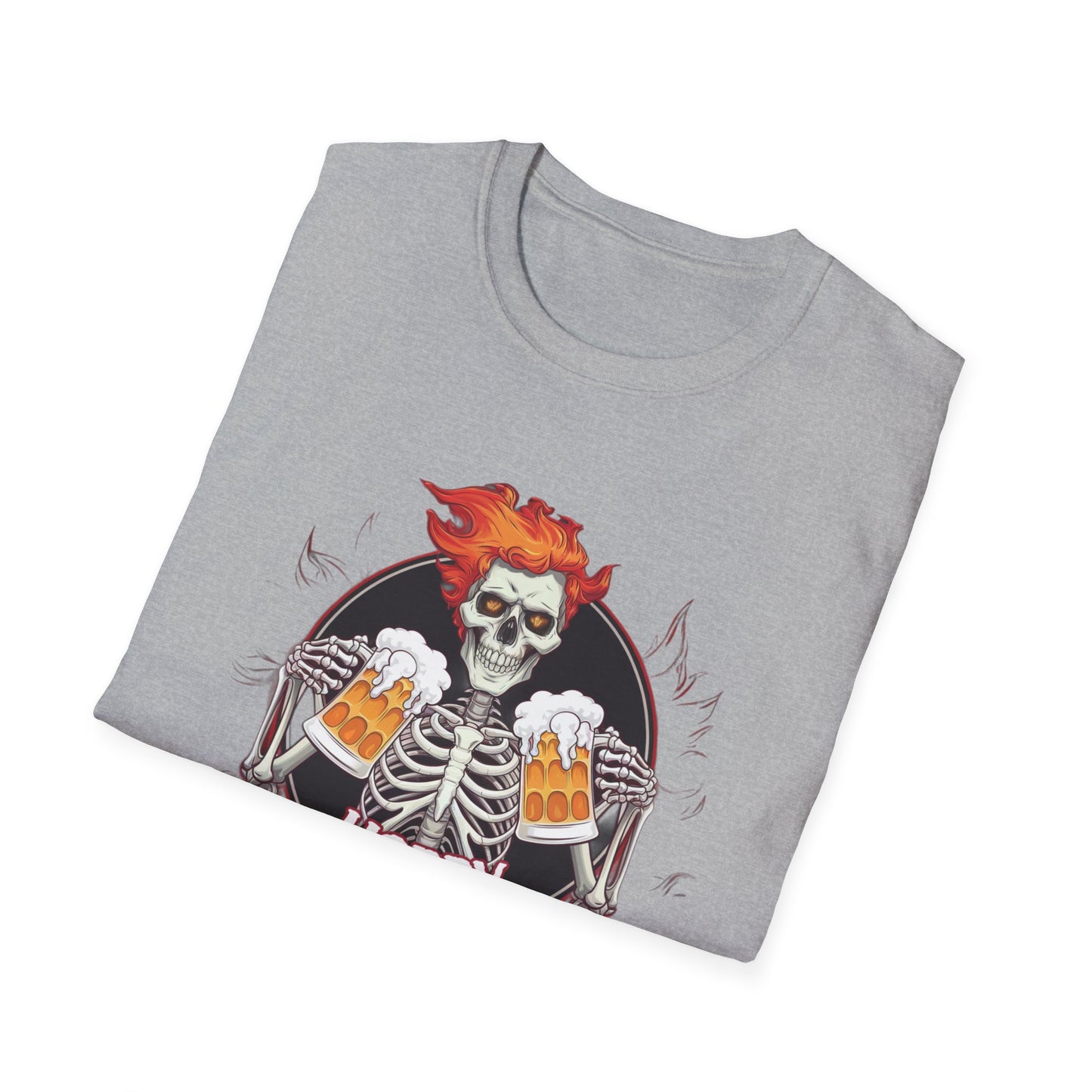 Halloween Skeleton T-Shirt, Unisex Softstyle Tee, Spooky Party Shirt, Halloween Costume Top, Gift for Halloween Lovers