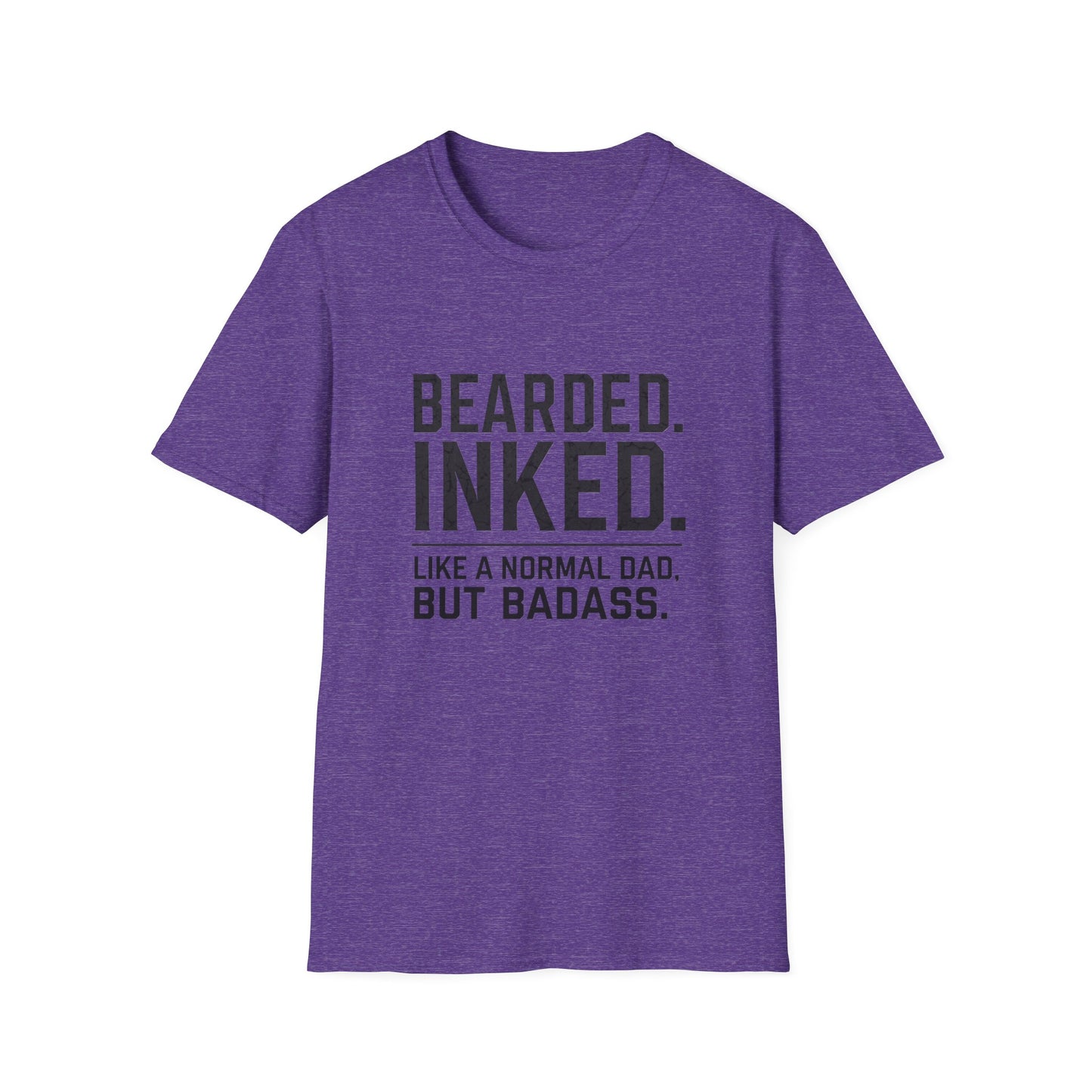 Bearded Dad T-Shirt, Funny Gift for Father's Day, Unisex Softstyle Tee, Casual Wear, Inked Dad Apparel, Perfect for Dads