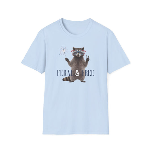 Feral & Free Raccoon Unisex Softstyle T-Shirt - Fun & Quirky Graphic Tee