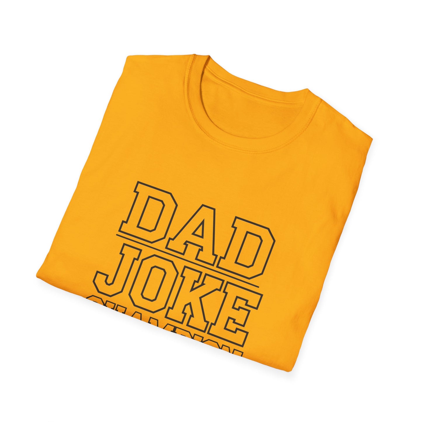 Dad Joke Champion Unisex Softstyle T-Shirt - Perfect Gift for Fathers' Day, Family Gatherings and Fun Occasions