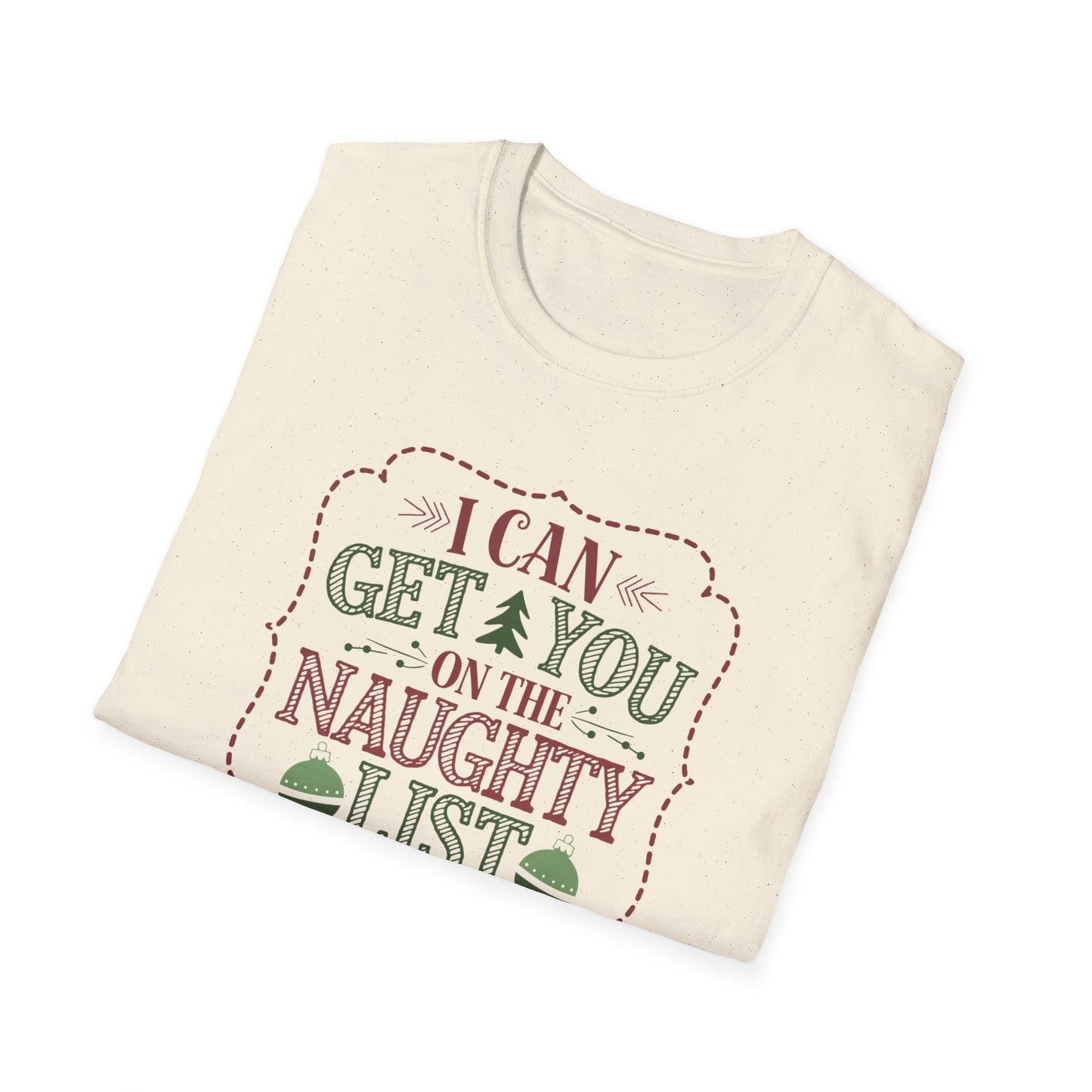 Naughty List T-Shirt | Christmas Gift, Holiday Apparel, Funny Tee, Unisex Softstyle T-Shirt, Festive Attire