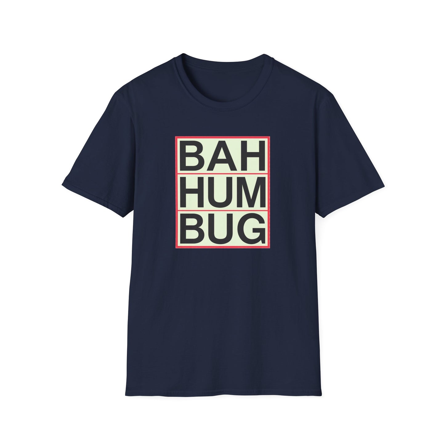 Bah Humbug Unisex Softstyle T-Shirt, Funny Christmas Shirt, Holiday Humor Tee, Gift for Grumpy Friends, Festive Casualwear