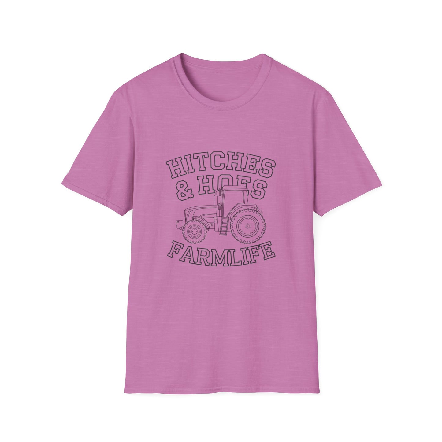 Hitches & Hoes Farm Life T-Shirt - Unisex Softstyle Tee for Farmers