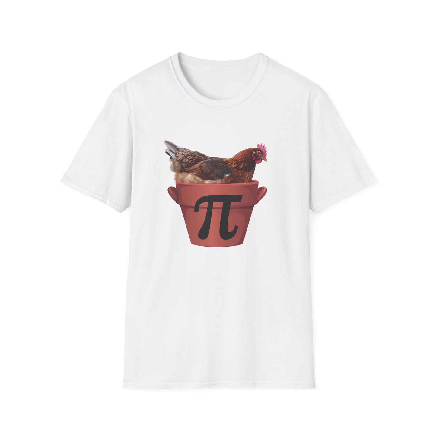 Funny Chicken Pi Unisex Softstyle T-Shirt - Quirky Math Humor Tee