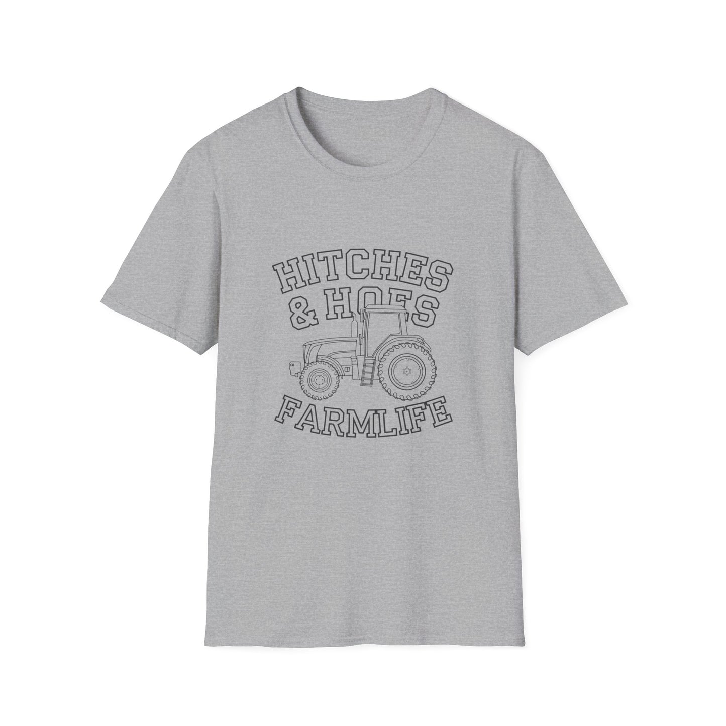 Hitches & Hoes Farm Life T-Shirt - Unisex Softstyle Tee for Farmers
