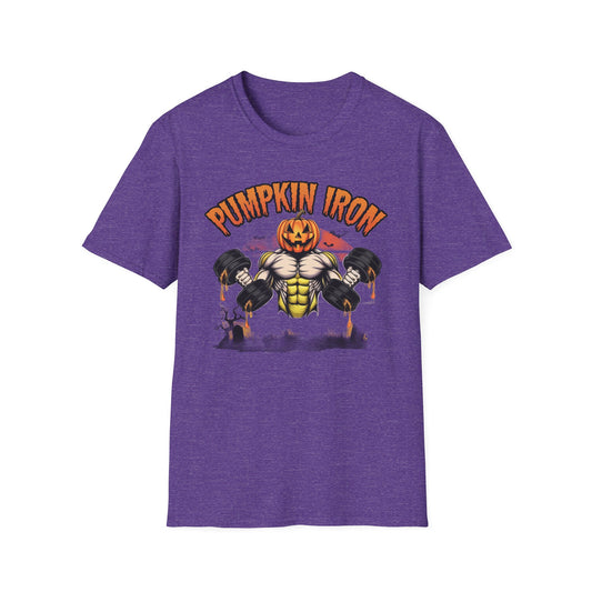 Halloween Pumpkin Iron Gym T-Shirt, Funny Fall Workout Top, Unisex Fitness Apparel, Spooky Season Gift, October Gym Shirt