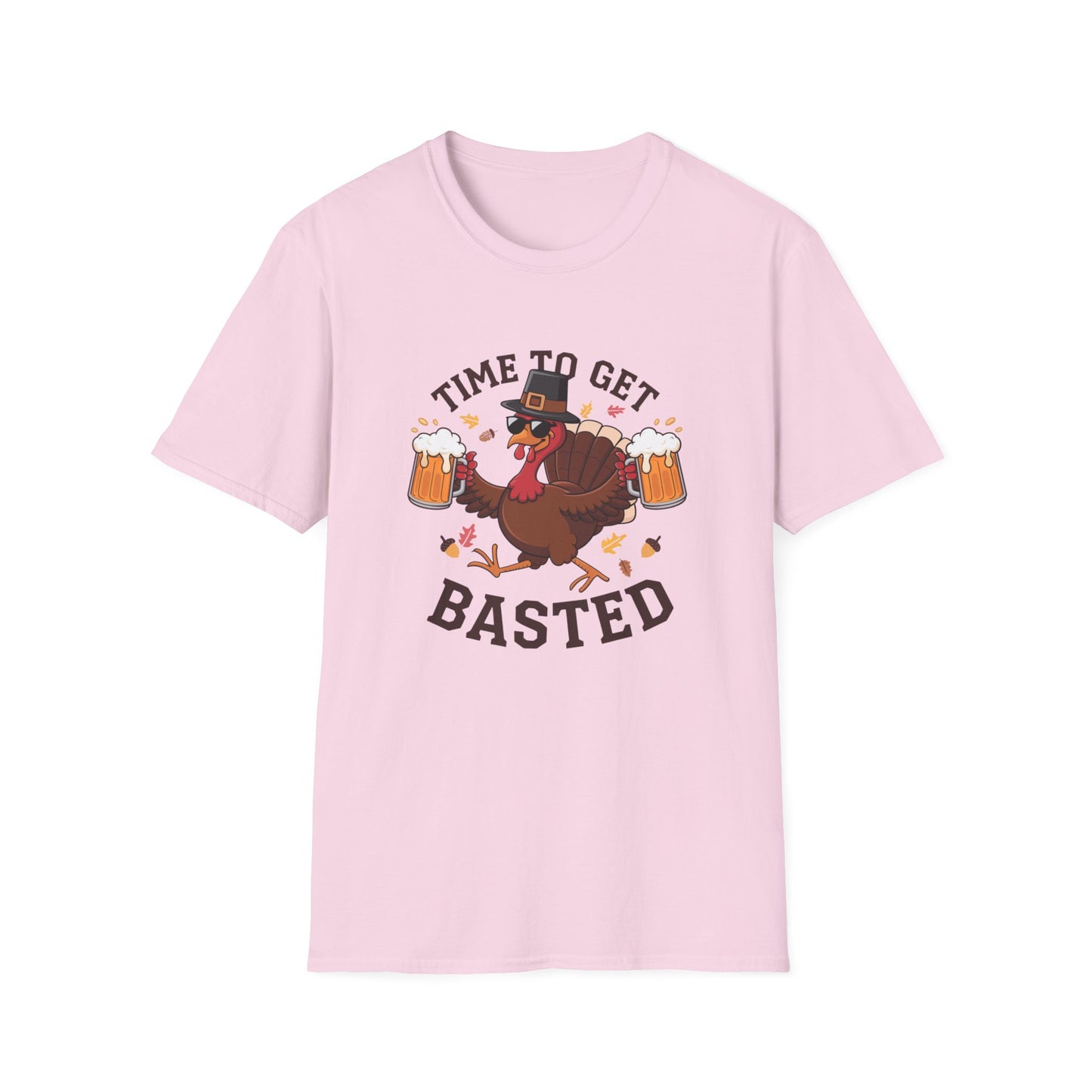 Funny Thanksgiving T-Shirt - 'Time to Get Basted' Unisex Softstyle Tee