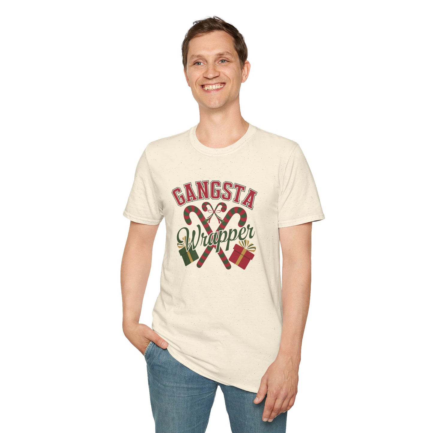 Gangsta Wrapper Unisex T-Shirt, Funny Holiday Shirt, Christmas Apparel, Gift for Him/Her, December Party Outfit, Trendy Holiday Tee