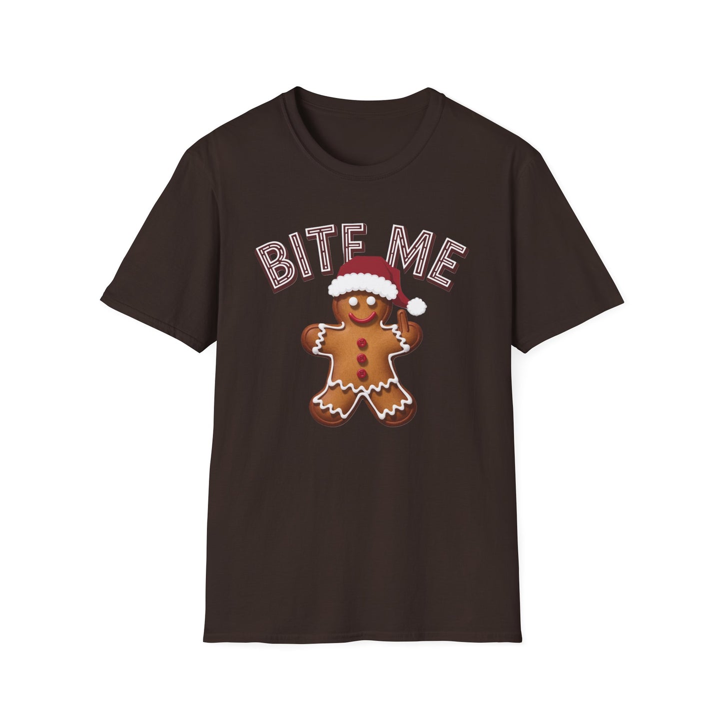 Funny Holiday T-Shirt, Christmas Tee, Gingerbread Design, Bite Me Graphic, Cute Gift for Friends, Family Christmas Party