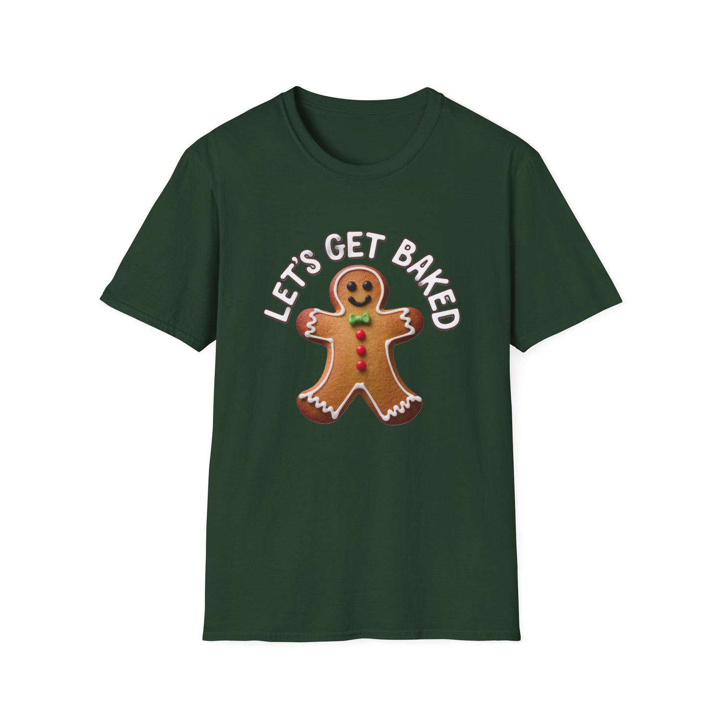 Funny Gingerbread T-Shirt, Unisex Softstyle Tee, Holiday Apparel, Christmas Gift, Baking Lover's Shirt, Let's Get Baked