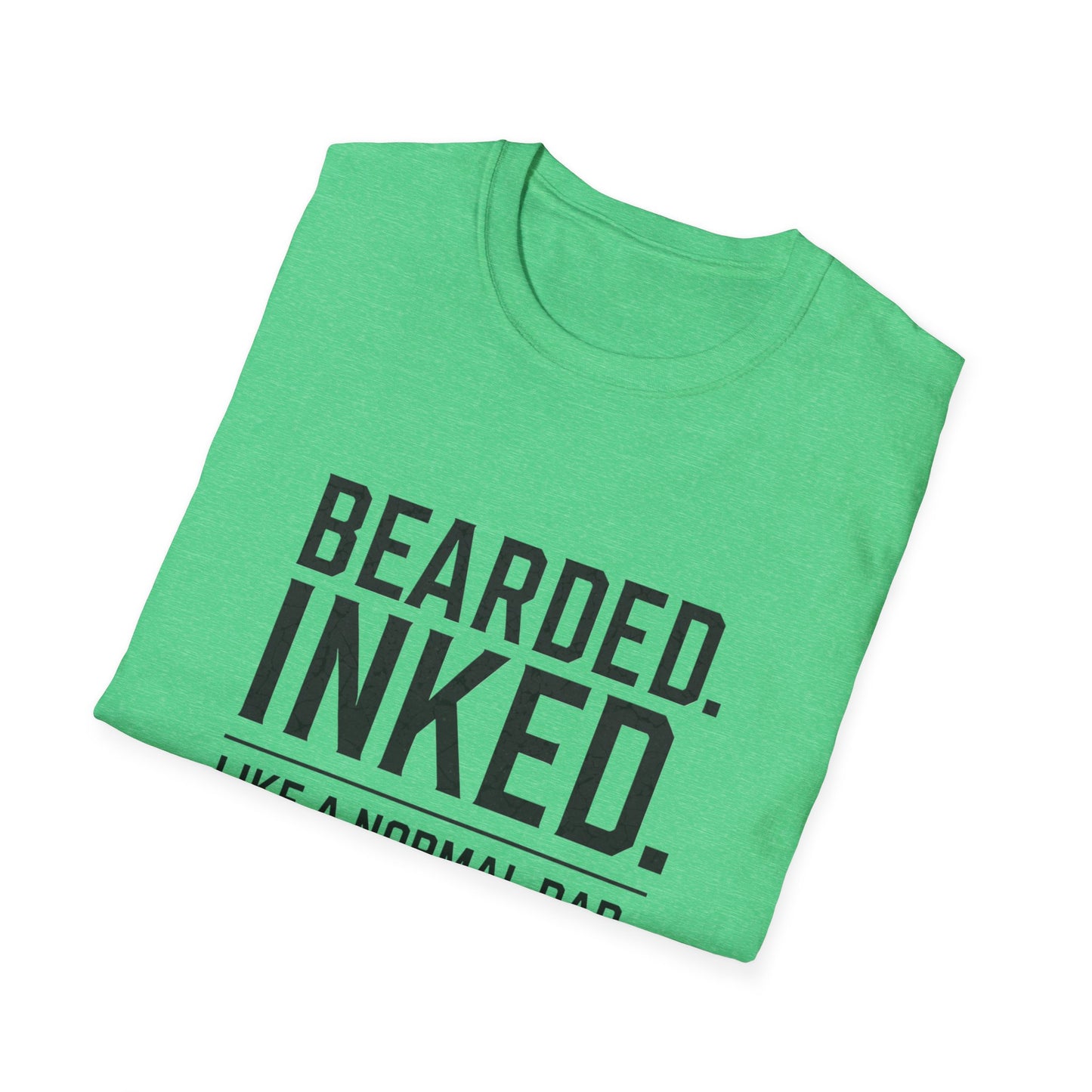 Bearded Dad T-Shirt, Funny Gift for Father's Day, Unisex Softstyle Tee, Casual Wear, Inked Dad Apparel, Perfect for Dads